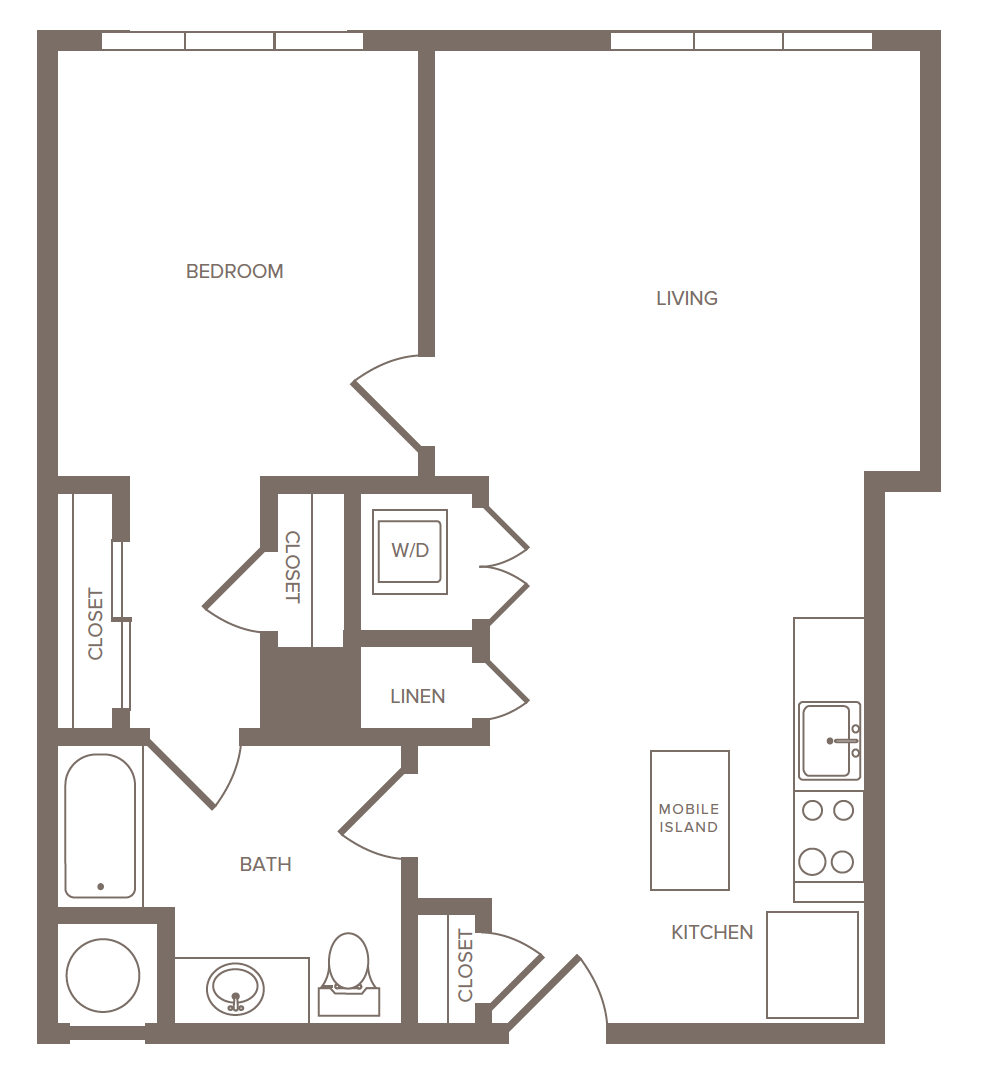 Floorplan for Apartment #1418, 1 bedroom unit at Halstead Parsippany